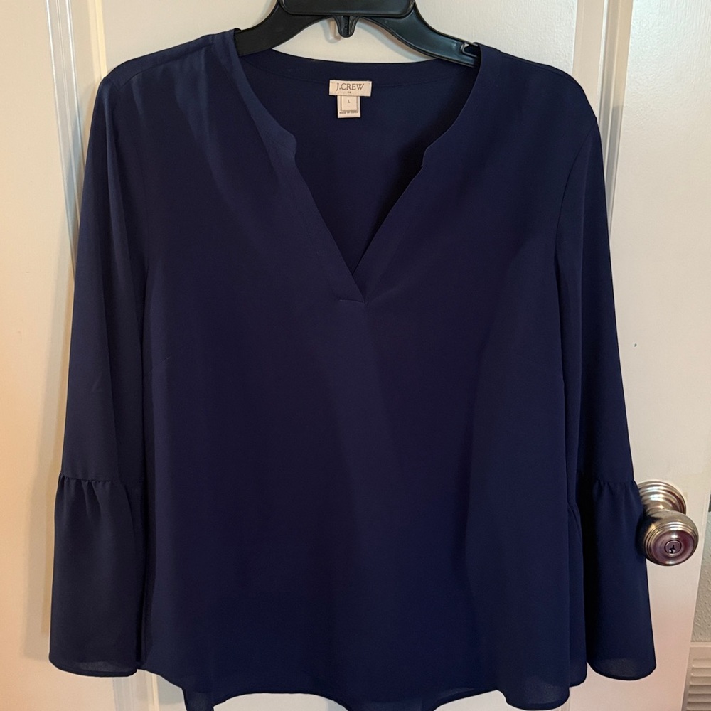 JCrew Blue V-Neck Blouse